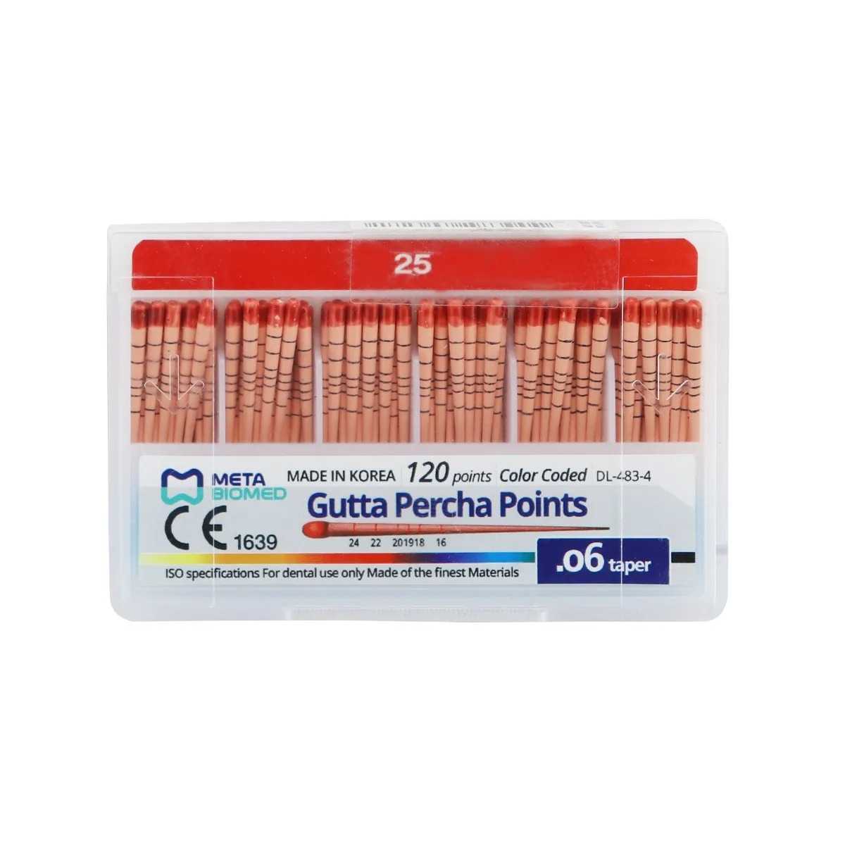 Conos Gutta Percha 25 rojo META BIOMED