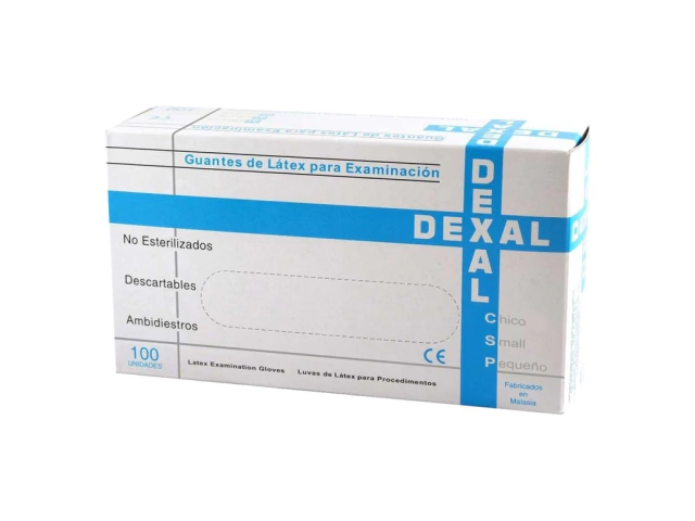 Guantes Dexal latex talle S x100u